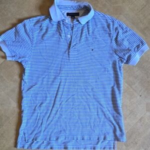 Tommy Hilfiger Men’s Light Blue & White Striped Polo
